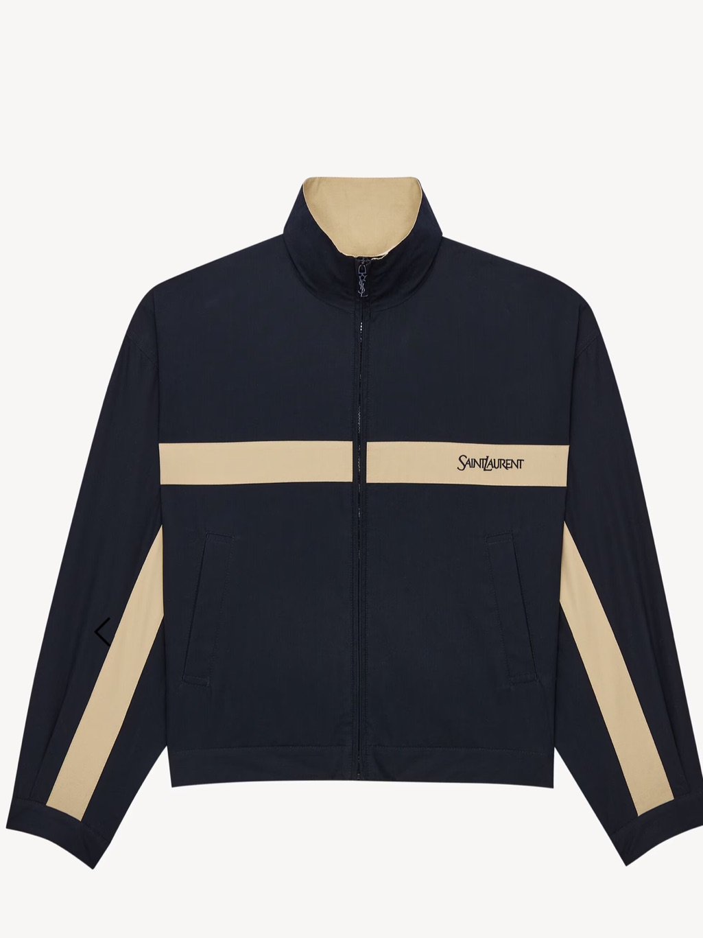 Saint Laurent Windbreaker Cotton Jacket Navy And Beige